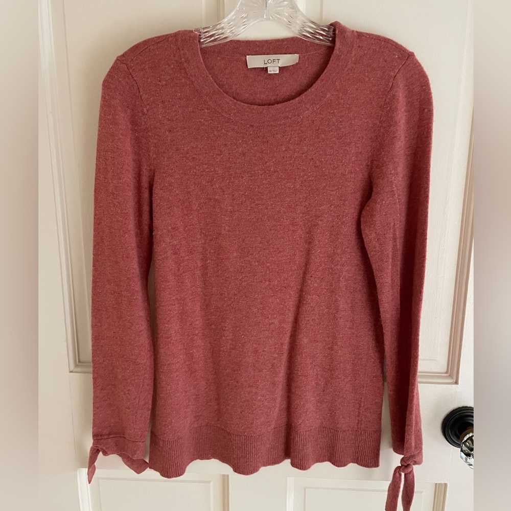 Loft sweater with tie sleeves